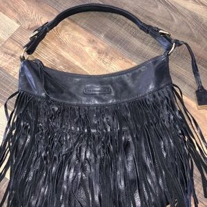Frye Heidi Fringe Black Hobo Shoulder Bag
